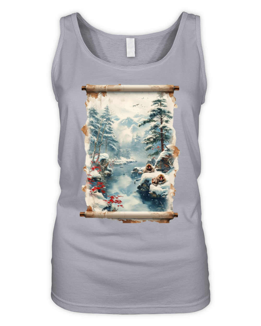 Vintage Animal Macaque Winter Monkey Japanese Art Organic Women's Tank Top