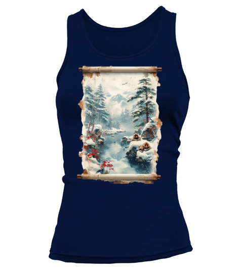 Vintage Animal Macaque Winter Monkey Japanese Art Tank top Woman