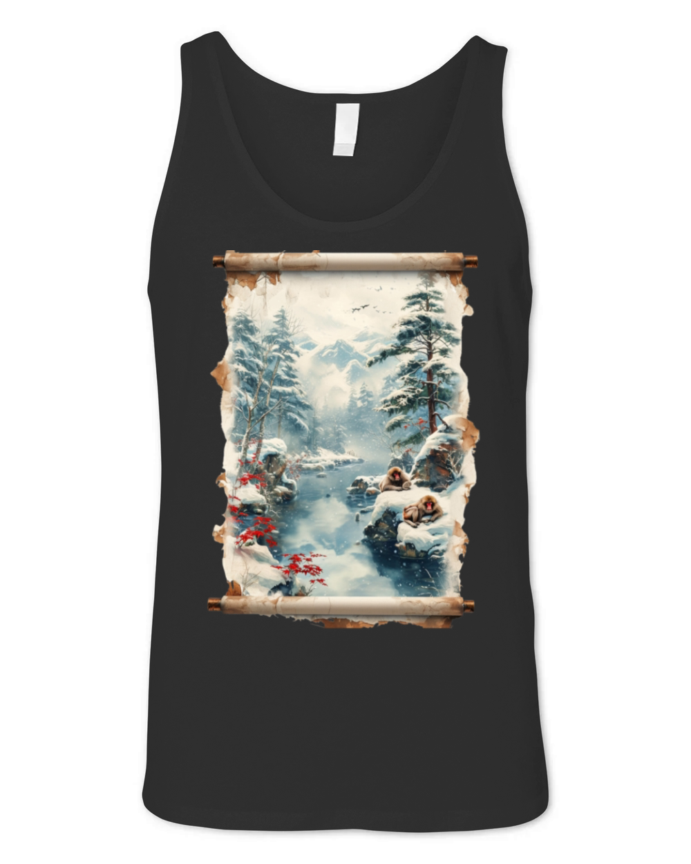 Vintage Animal Macaque Winter Monkey Japanese Art Unisex Jersey Tank