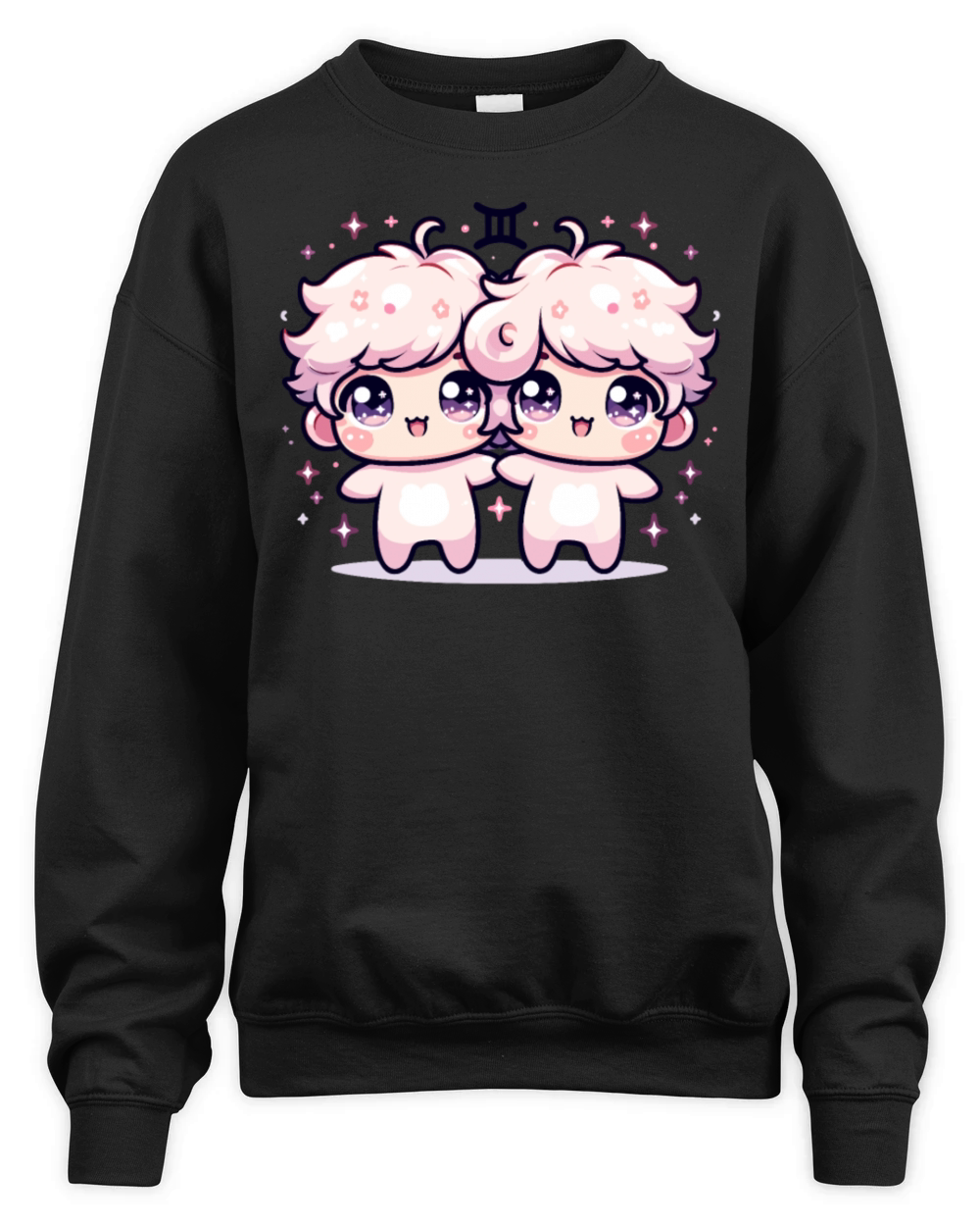 Gemini Zodiac Design Featuring Adorable Kawaii Unisex Premium Crewneck Sweatshirt