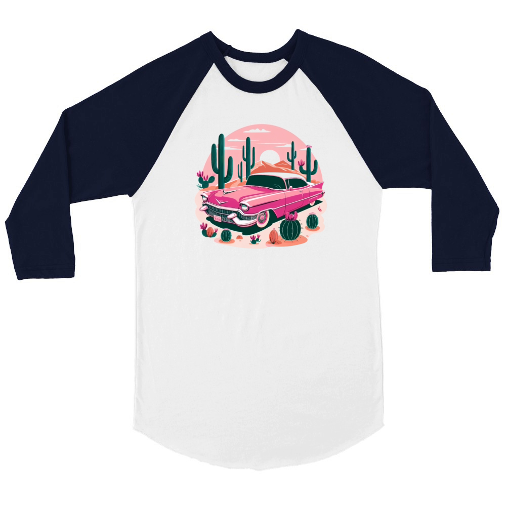 Pink cadillac Unisex ¾ sleeve Raglan T-shirt