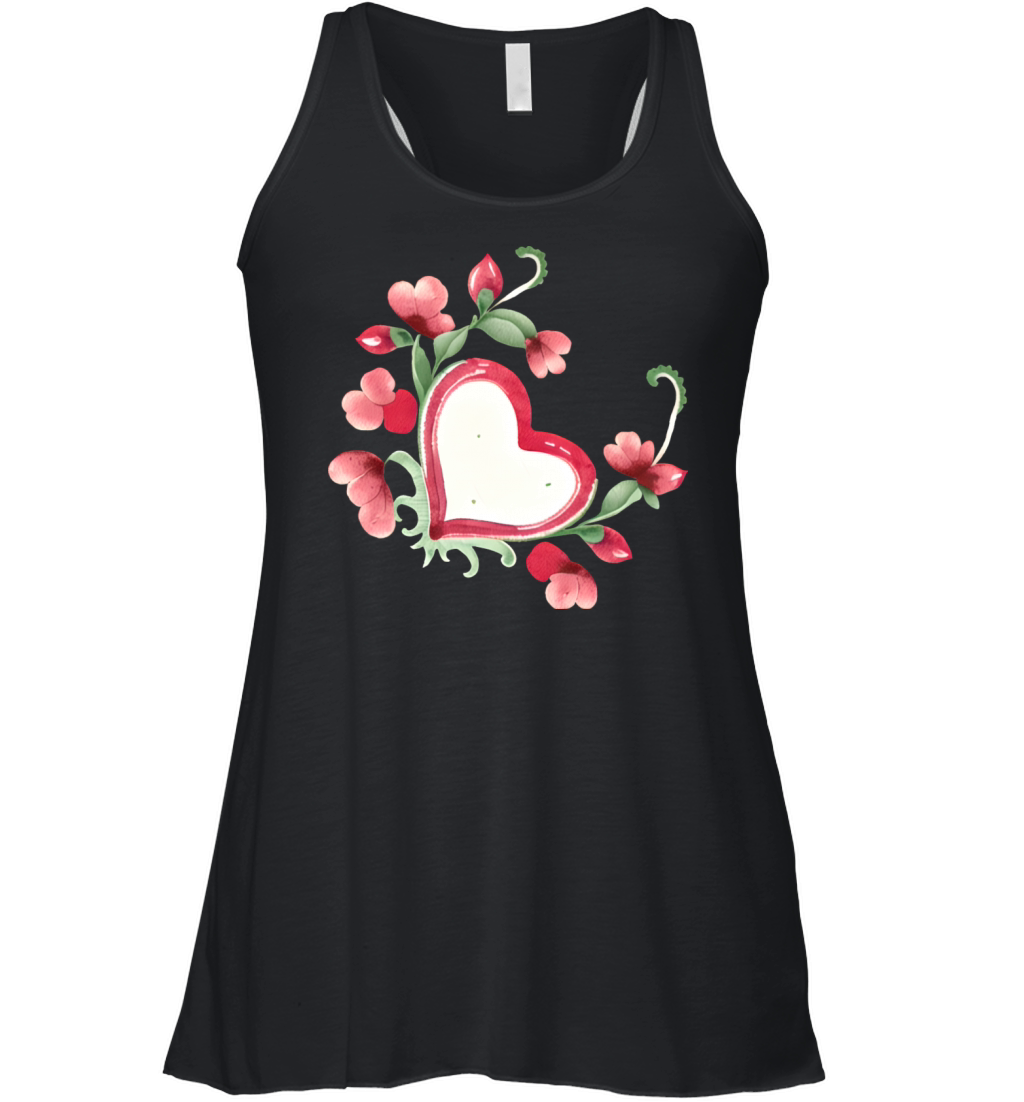 Floral Heart Valentine Design Vintage Style Women's Flowy Tank Top