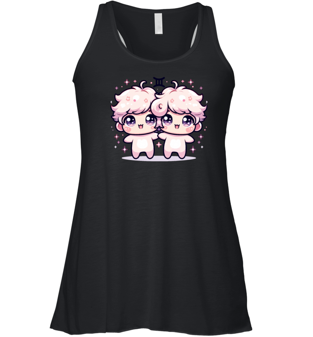 Gemini Zodiac Design Featuring Adorable Kawaii Women's Flowy Tank Top