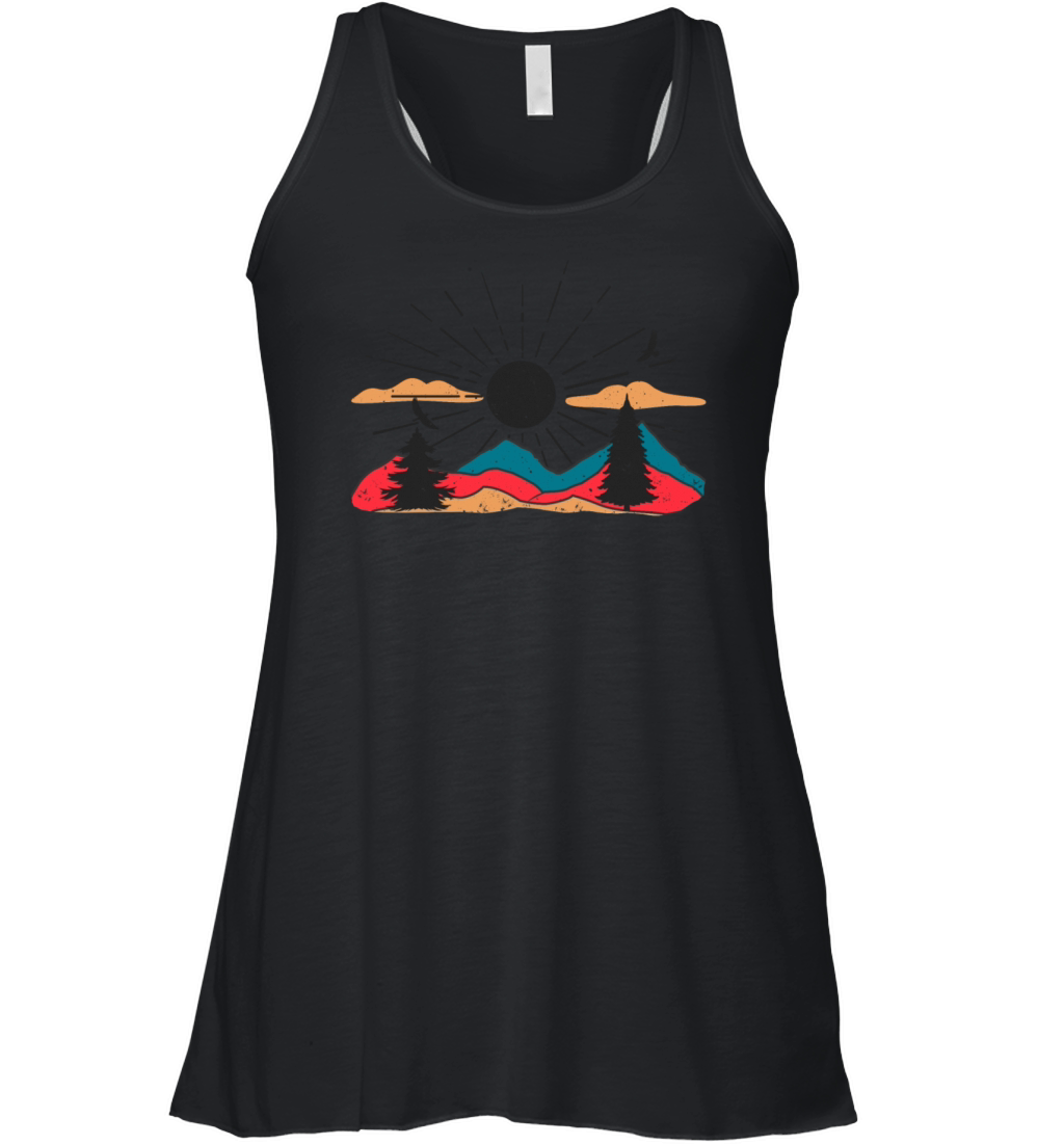 Vintage Hiking Gift with Mountains Women's Flowy Tank Top