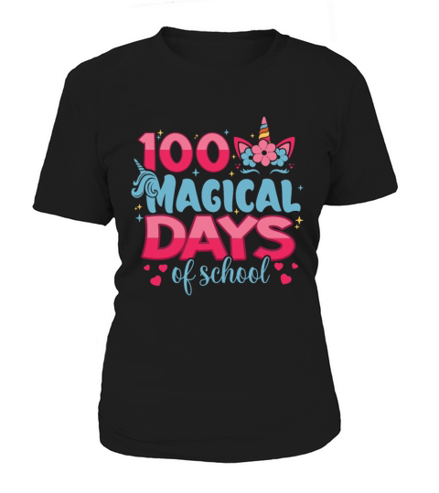 100 Magical Days Of School Unicorn Fantasy Lover Women's T-Shirt