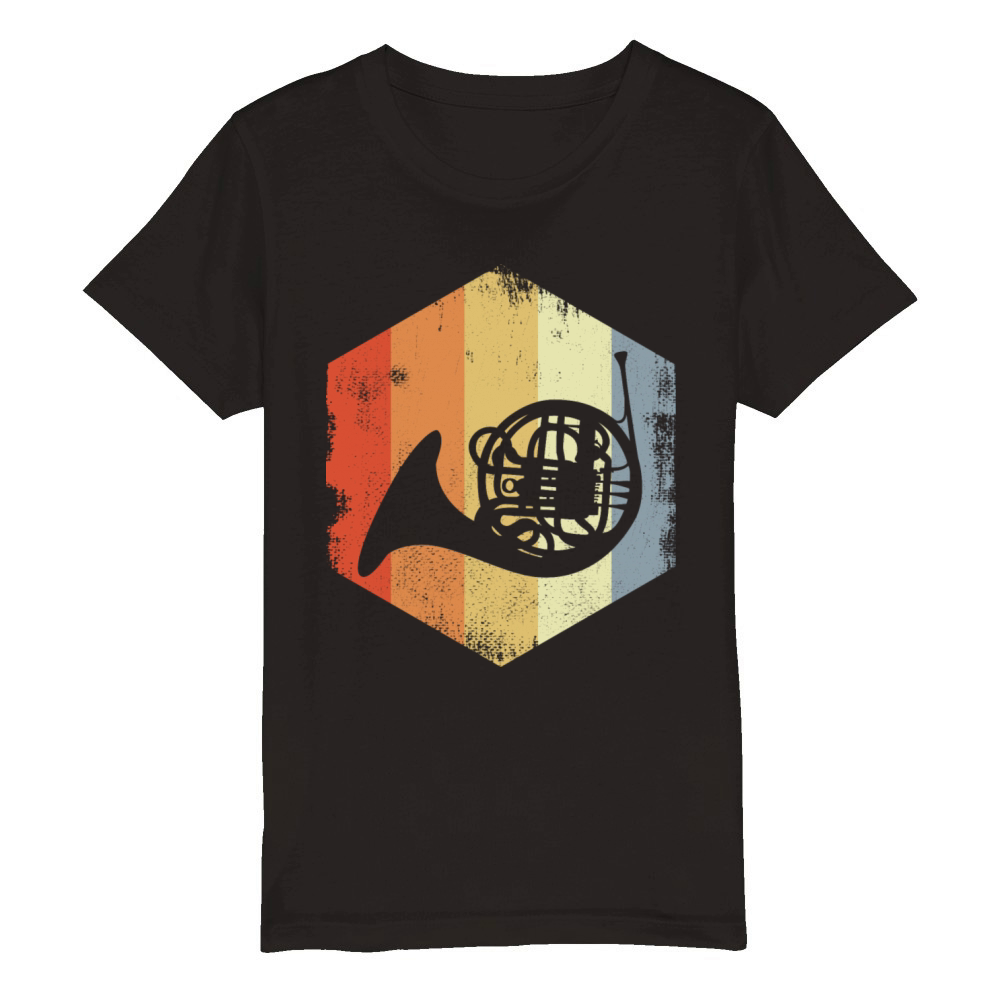 French Horn Vintage Look Organic Kids Crewneck T-shirt