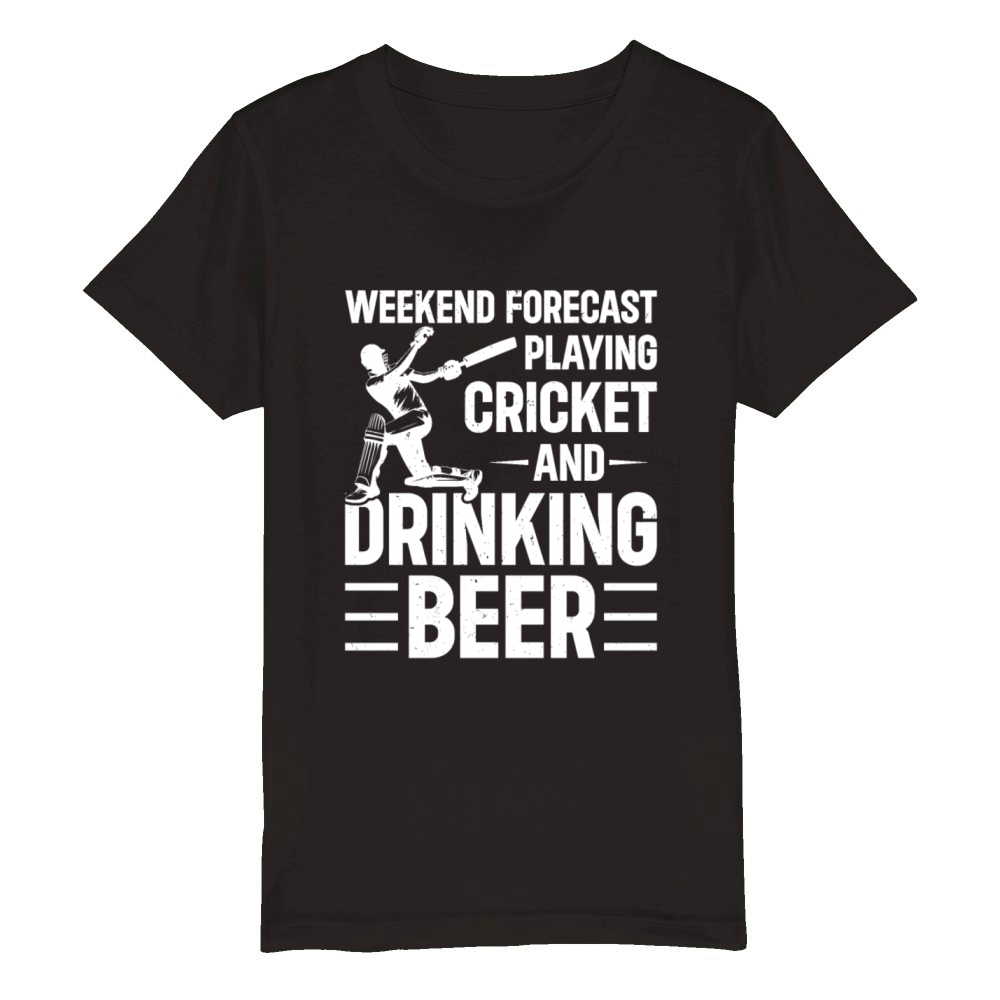 Weekend Forecast Playing Cricket And Drinking Beer Organic Kids Crewneck T-shirt
