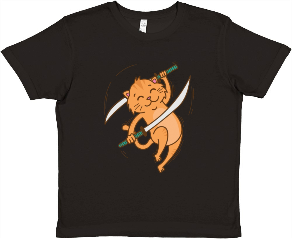 Cat with Sword Krabi Krabong Martial Arts Premium Kids Crewneck T-shirt