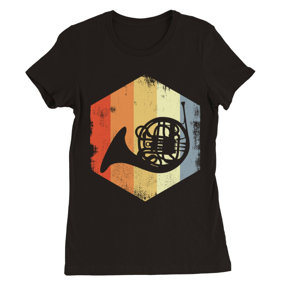 French Horn Vintage Look Premium Womens Crewneck T-shirt