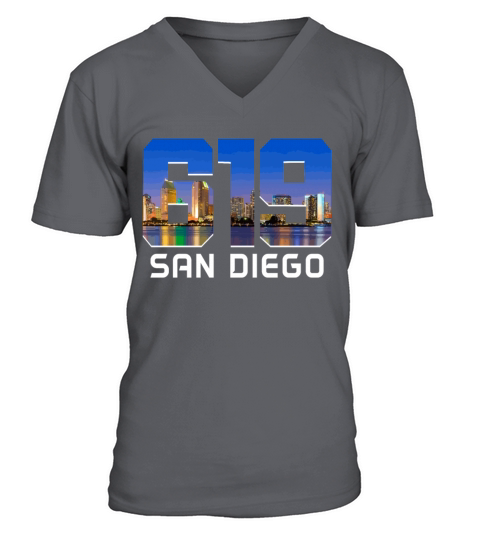 San Diego 619 Area Code California V-Neck T-shirt