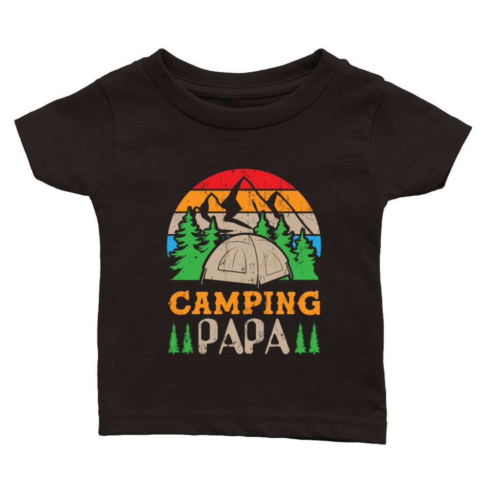 Funny Camping Papa Retro Vintage Tree 01 Classic Baby Crewneck T-shirt