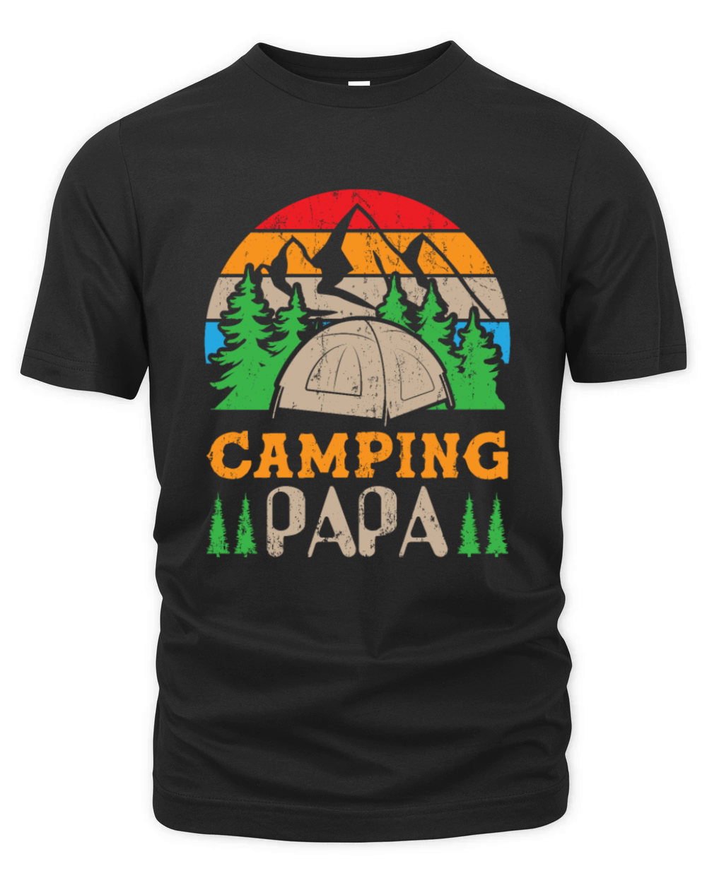 Funny Camping Papa Retro Vintage Tree 01 Organic Unisex T-shirt