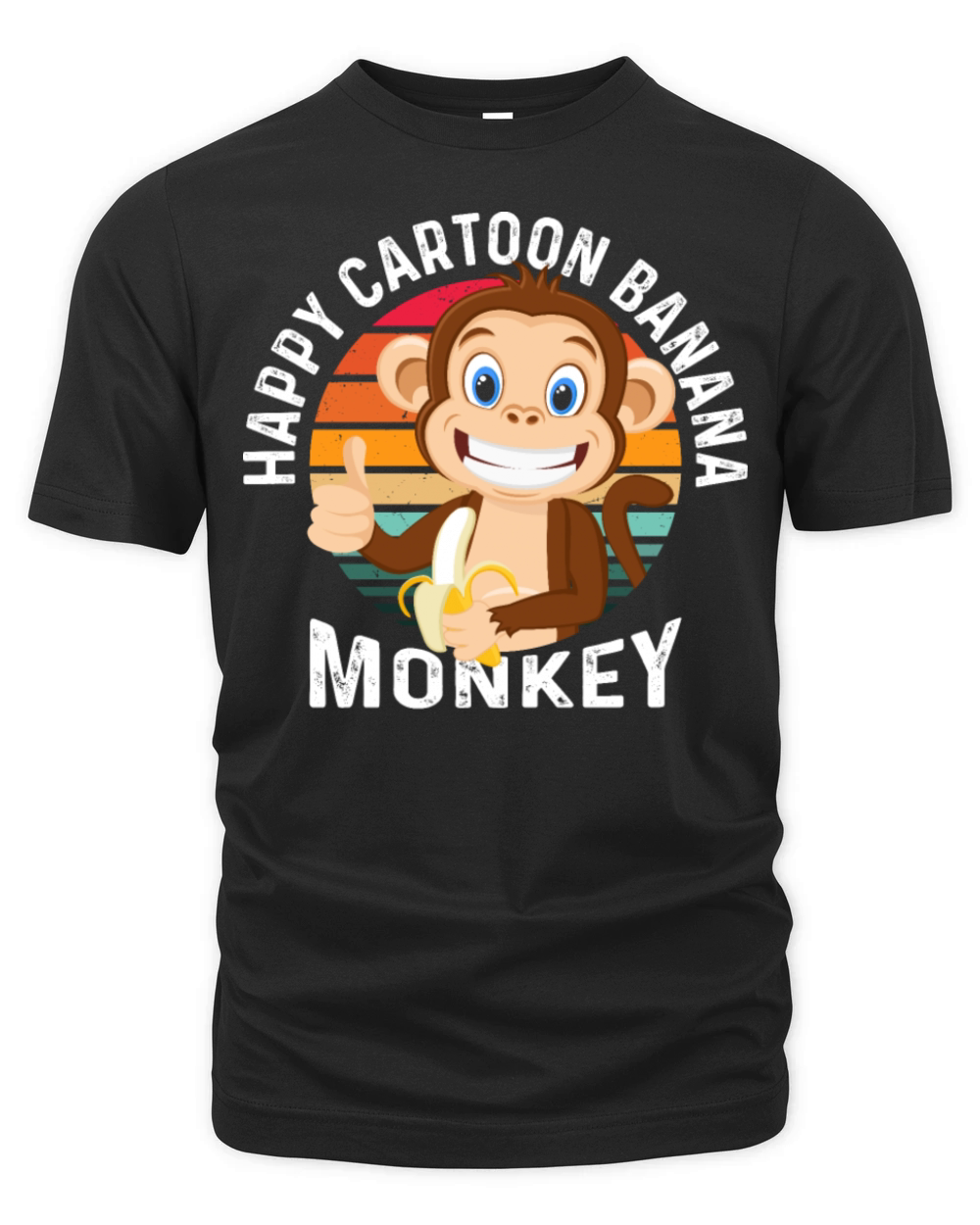 Happy Cartoon Banana Monkey Organic Unisex T-shirt