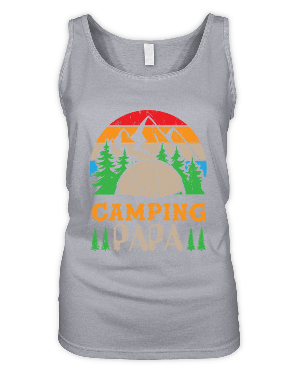 Funny Camping Papa Retro Vintage Tree 01 Organic Women's Tank Top