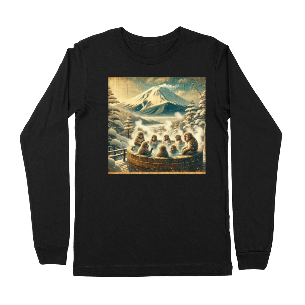Vintage Animal Macaque Winter Monkey Japanese Art Premium Long Sleeve