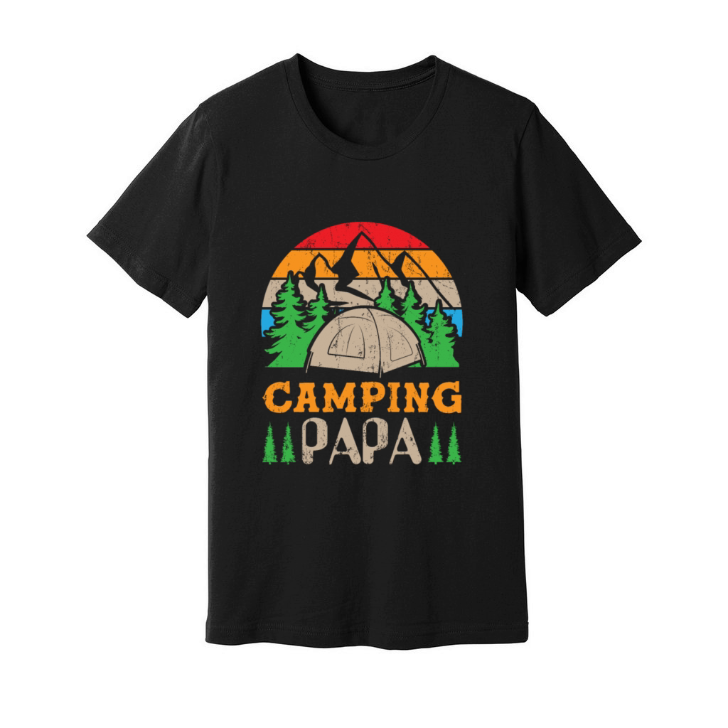 Funny Camping Papa Retro Vintage Tree 01 Unisex Jersey Tee