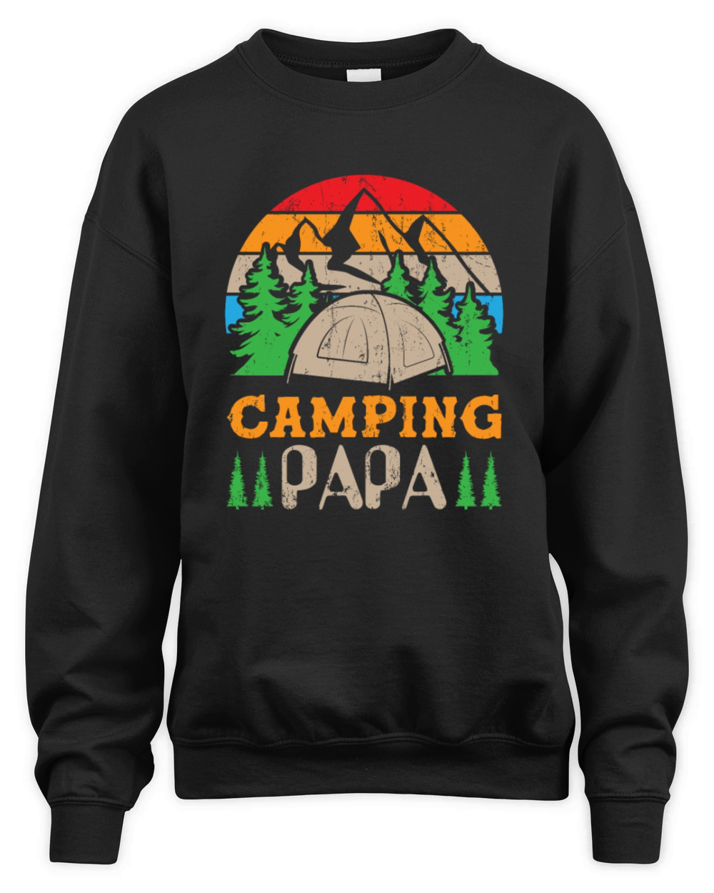 Funny Camping Papa Retro Vintage Tree 01 Unisex Premium Crewneck Sweatshirt