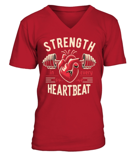 Healthy Heart Beat February Cardiac Awareness V-Neck T-shirt