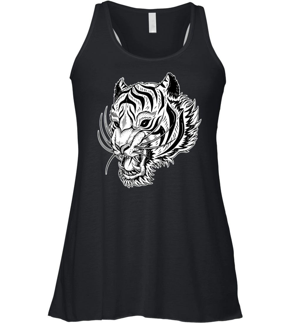 Angry Dark Tiger Head Women's Flowy Tank Top