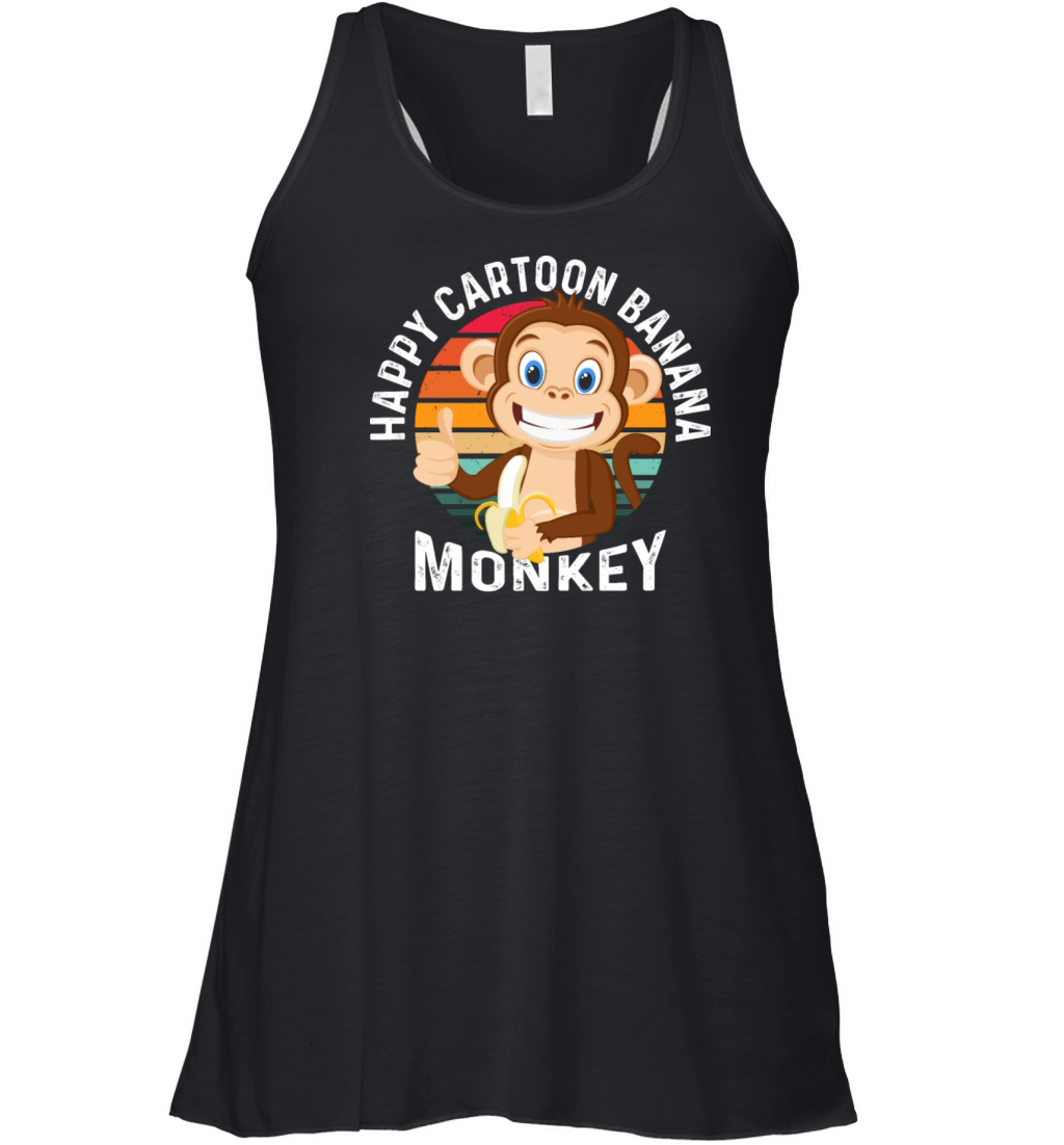 Happy Cartoon Banana Monkey Women's Flowy Tank Top