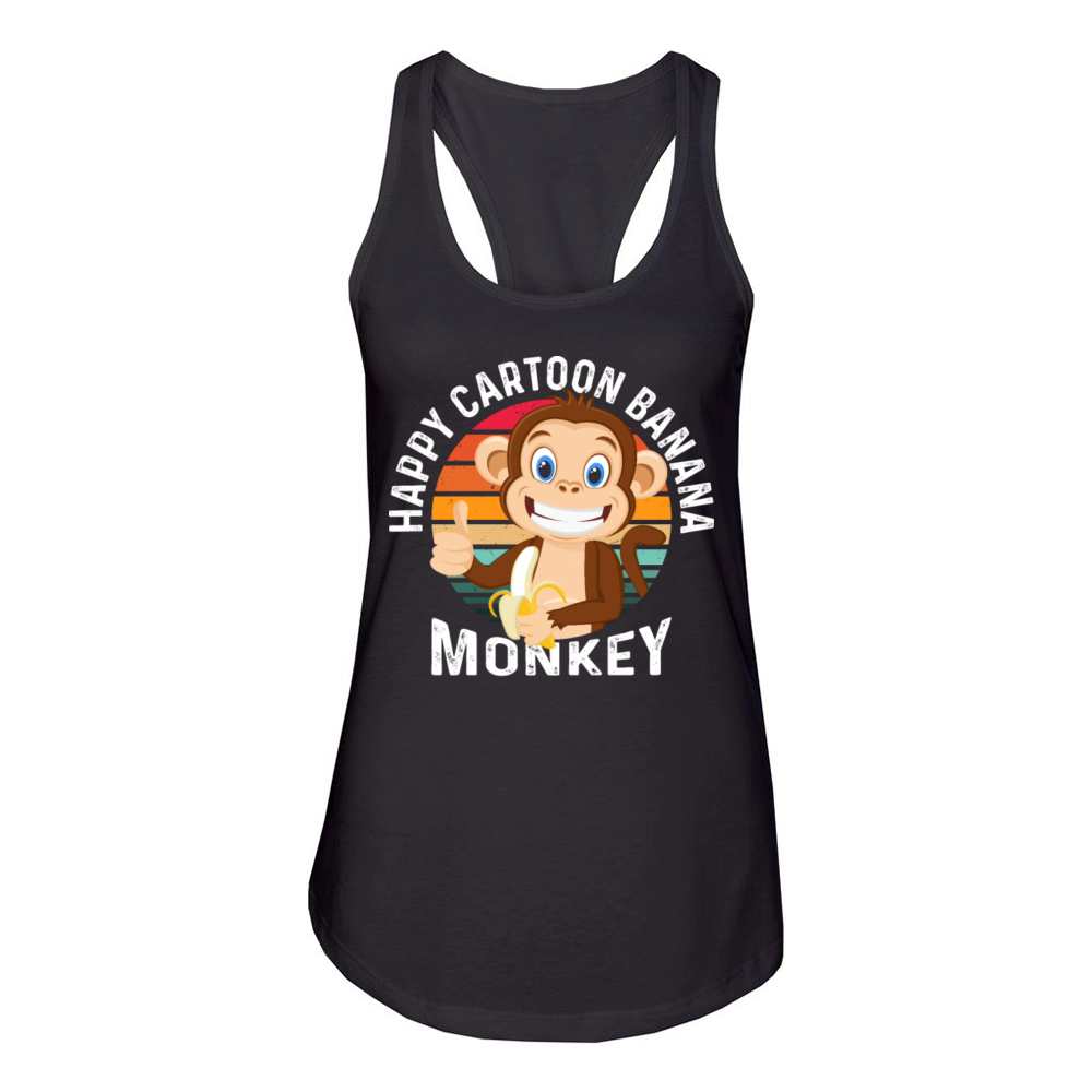 Happy Cartoon Banana Monkey Women's Racerback Tank