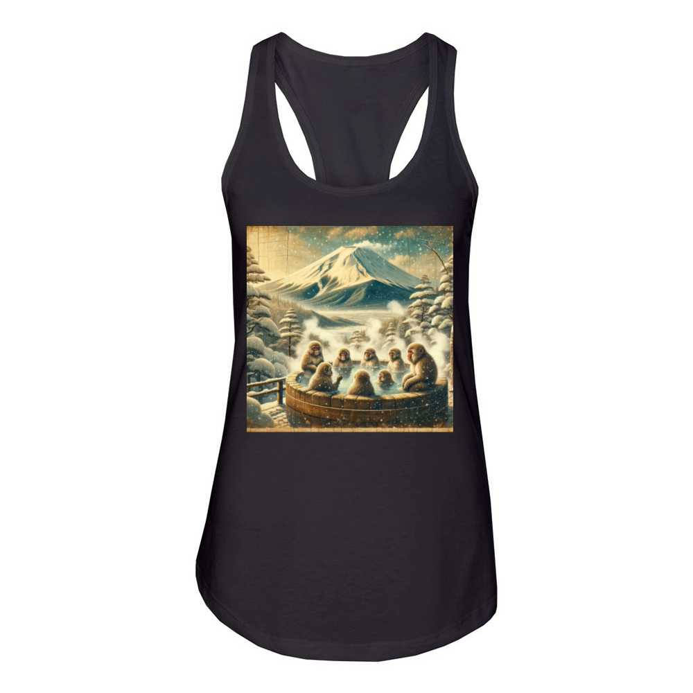 Vintage Animal Macaque Winter Monkey Japanese Art Women's Racerback Tank