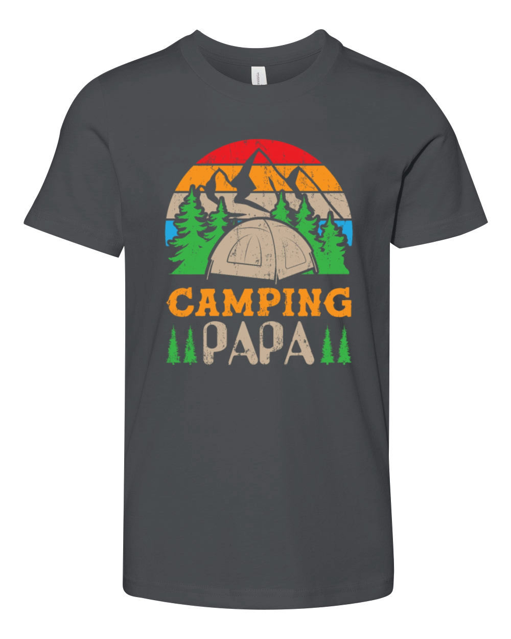 Funny Camping Papa Retro Vintage Tree 01 Youth Unisex Jersey Tee