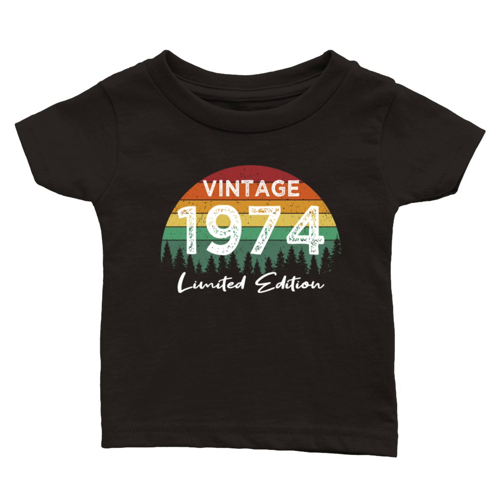 50th birthday vintage 1974 born in 1974 Classic Baby Crewneck T-shirt