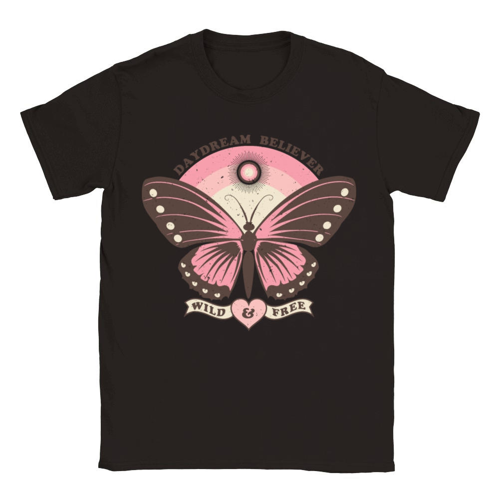 Boho Style Butterfly - Wild And Free Classic Kids Crewneck T-shirt