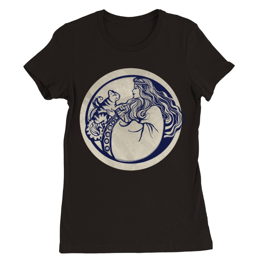 Vintage Cat Goddess Premium Womens Crewneck T-shirt