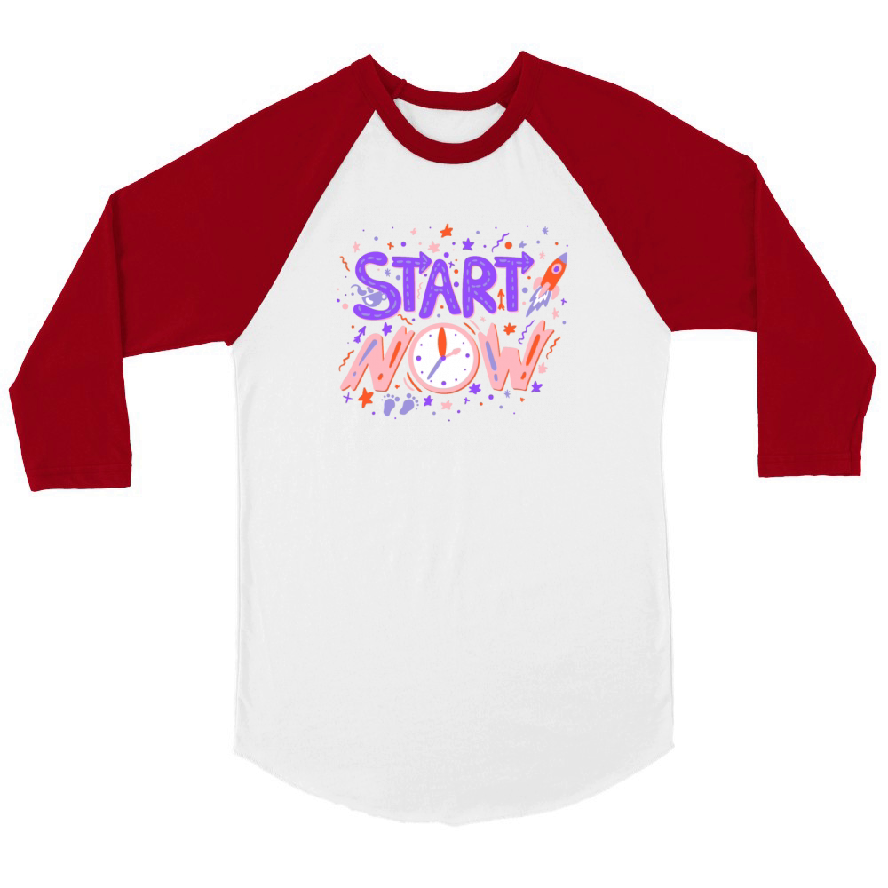 start now Unisex ¾ sleeve Raglan T-shirt