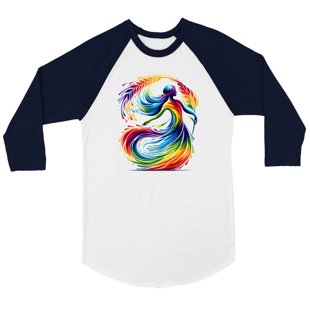 Virgo Zodiac Star Sign Rainbow Design Unisex ¾ sleeve Raglan T-shirt