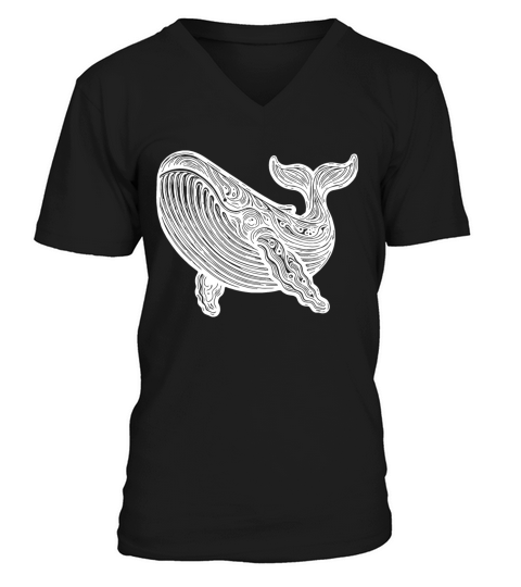 Large Diving Whale Vintage Sea Animal V-Neck T-shirt