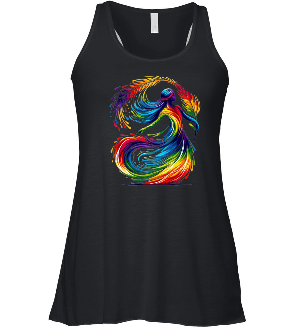 Virgo Zodiac Star Sign Rainbow Design Women's Flowy Tank Top