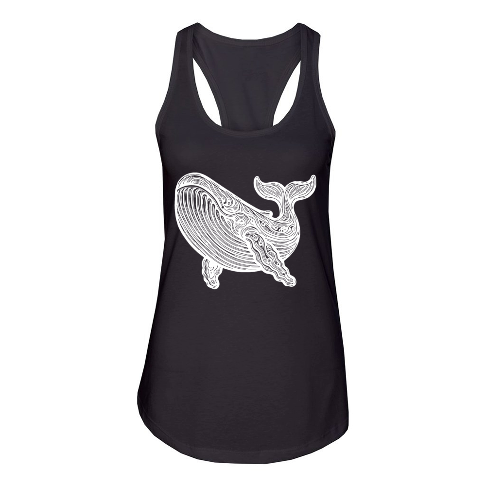 Large Diving Whale Vintage Sea Animal Women's Racerback Tank