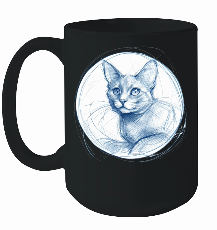 Cat portrait pencil sketch Ceramic Mug