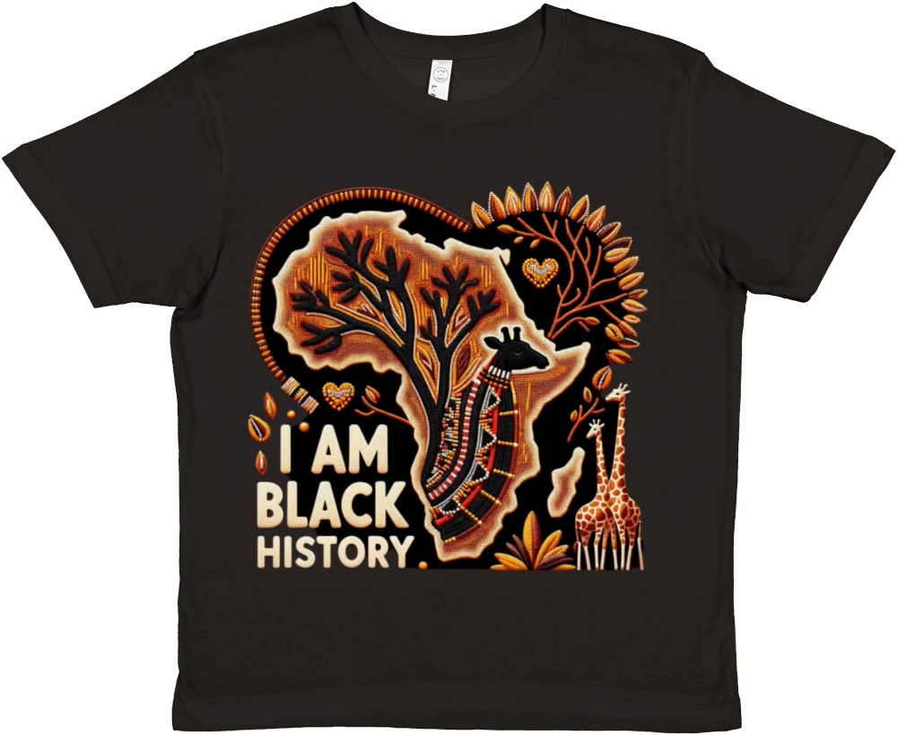 Black History Month "I AM BLACK HISTORY" Design Premium Kids Crewneck T-shirt