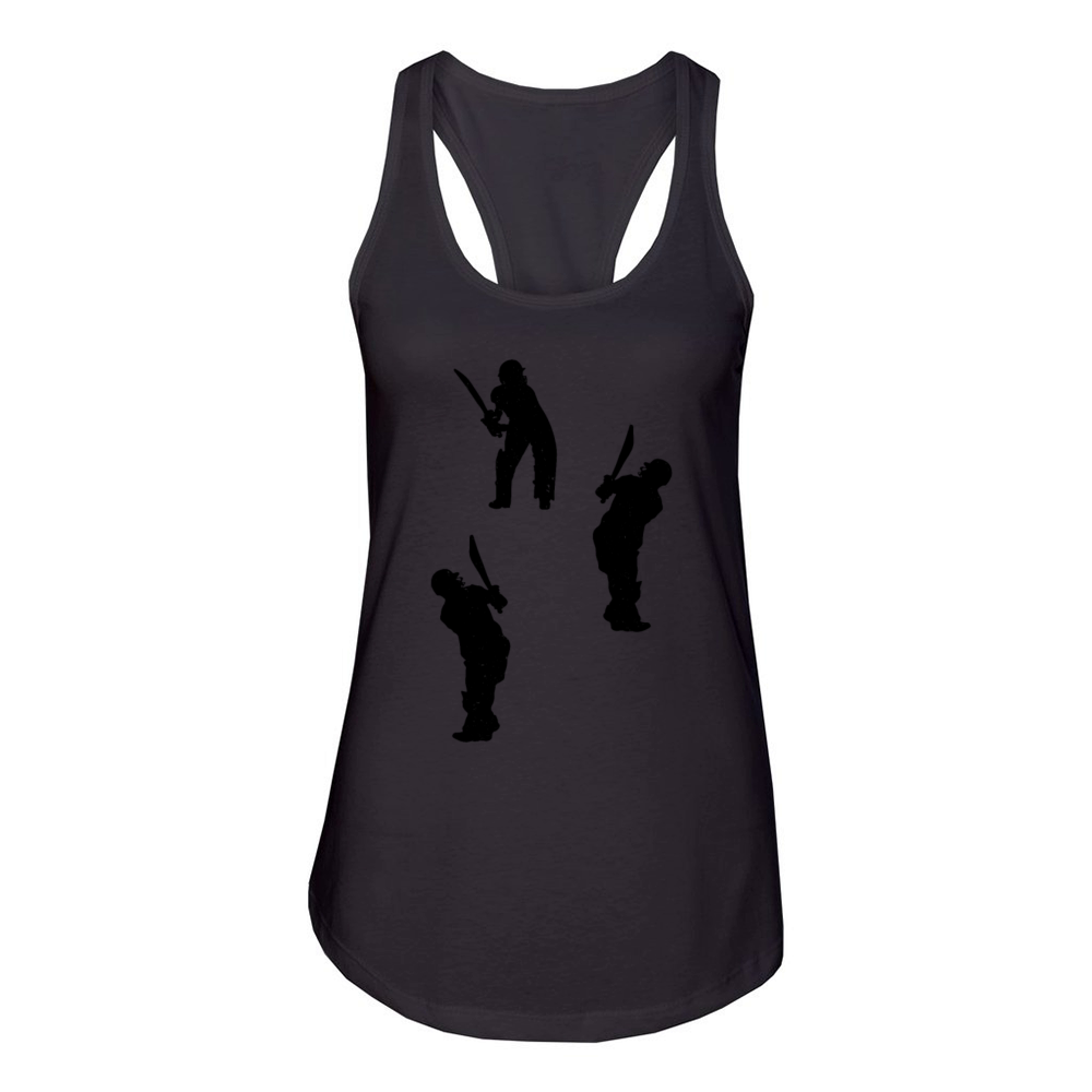 Cricket Silhouette Cricket Player Silhouettes Women's Racerback Tank