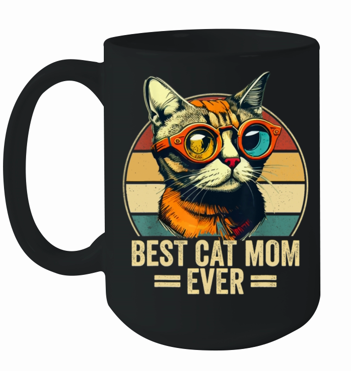 Best Cat Mom Ever Retro Vintage Mothers Day Ceramic Mug
