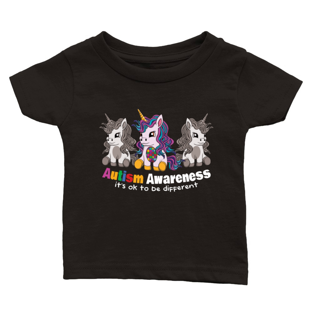 Autism Awareness Its Okay To Be Different Unicorn Classic Baby Crewneck T-shirt