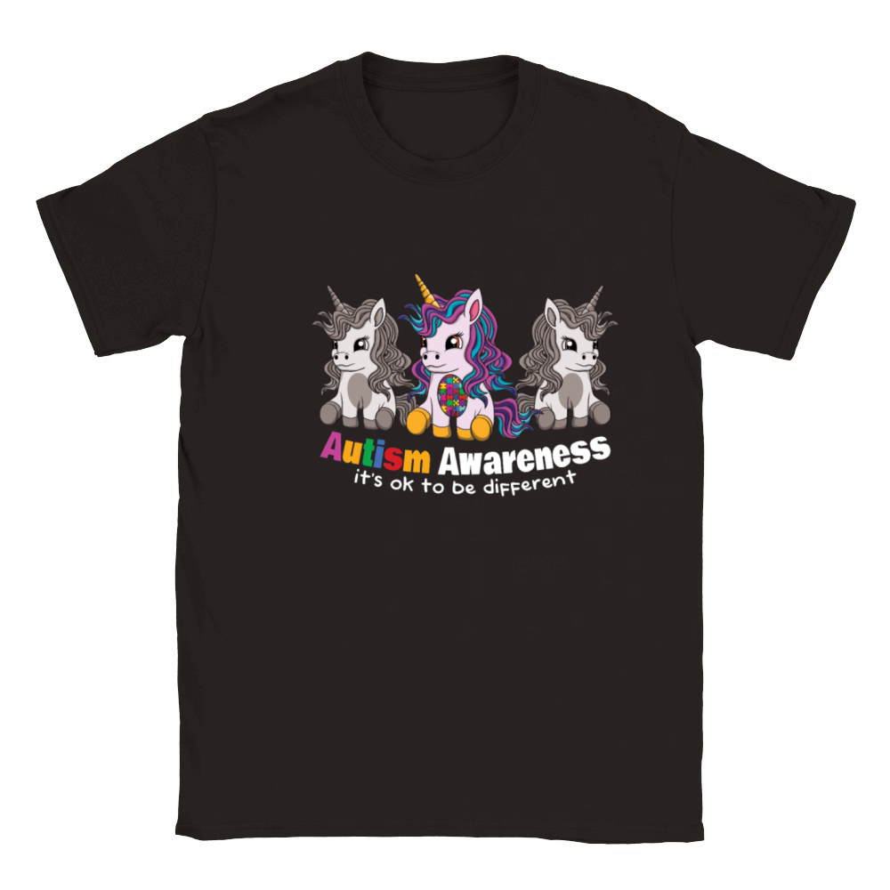 Autism Awareness Its Okay To Be Different Unicorn Classic Kids Crewneck T-shirt