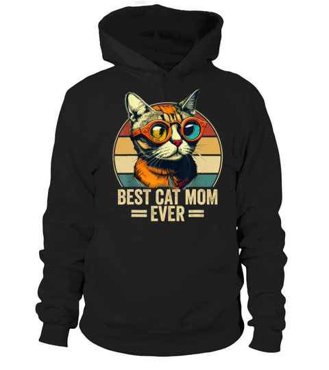 Best Cat Mom Ever Retro Vintage Mothers Day Hoodie Unisex