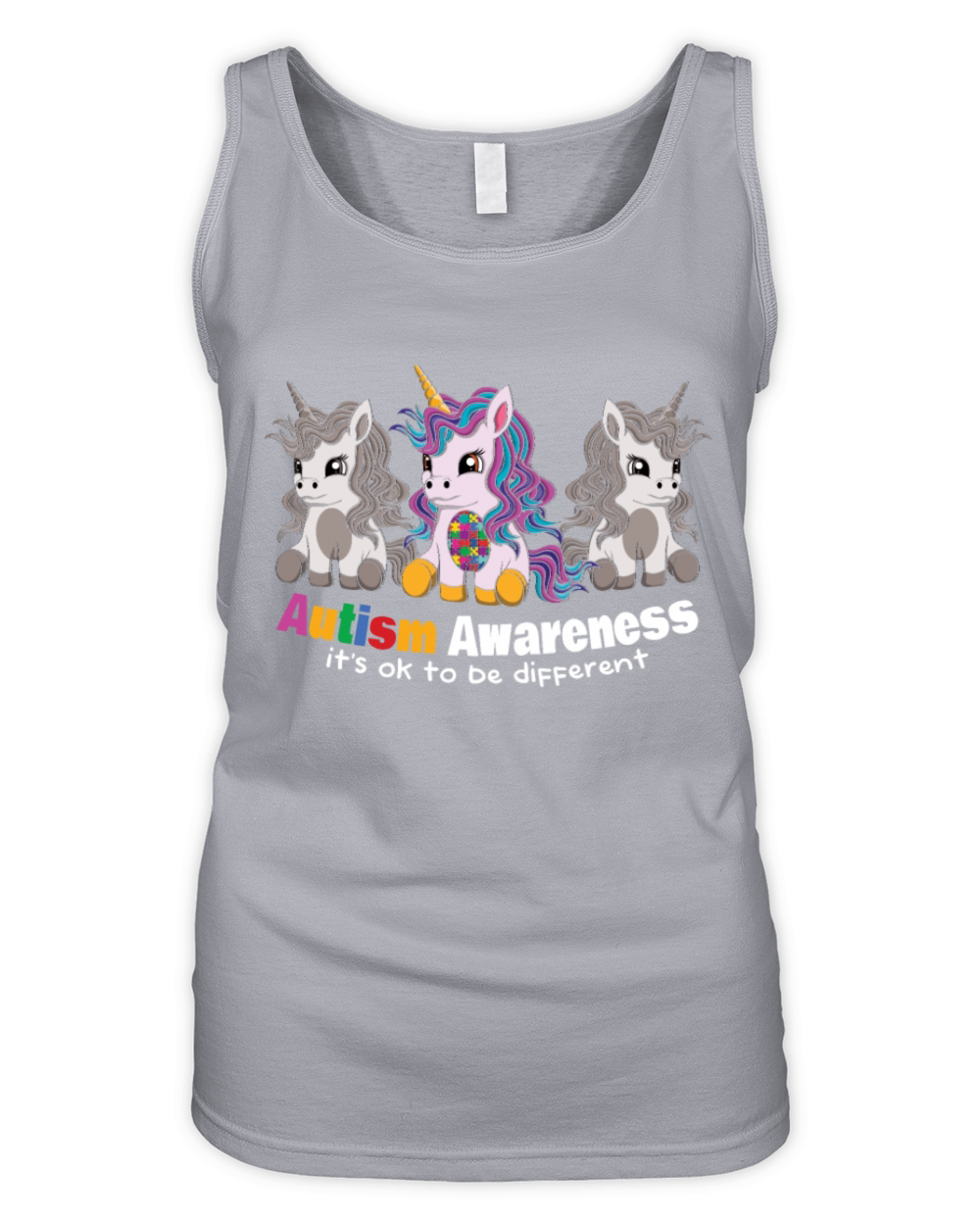 Autism Awareness Its Okay To Be Different Unicorn Organic Women's Tank Top