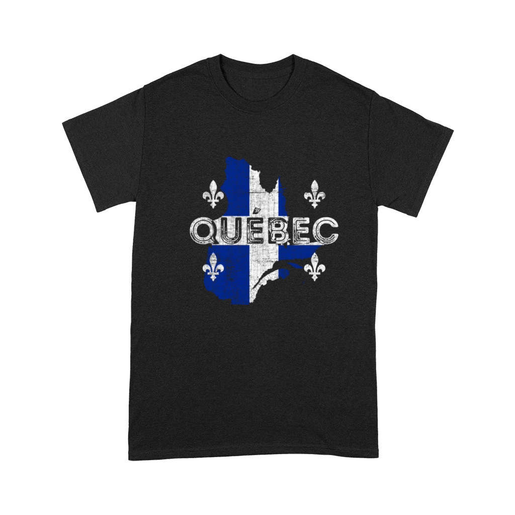 Quebecois Map And Flag Distressed Quebec Premium T-shirt
