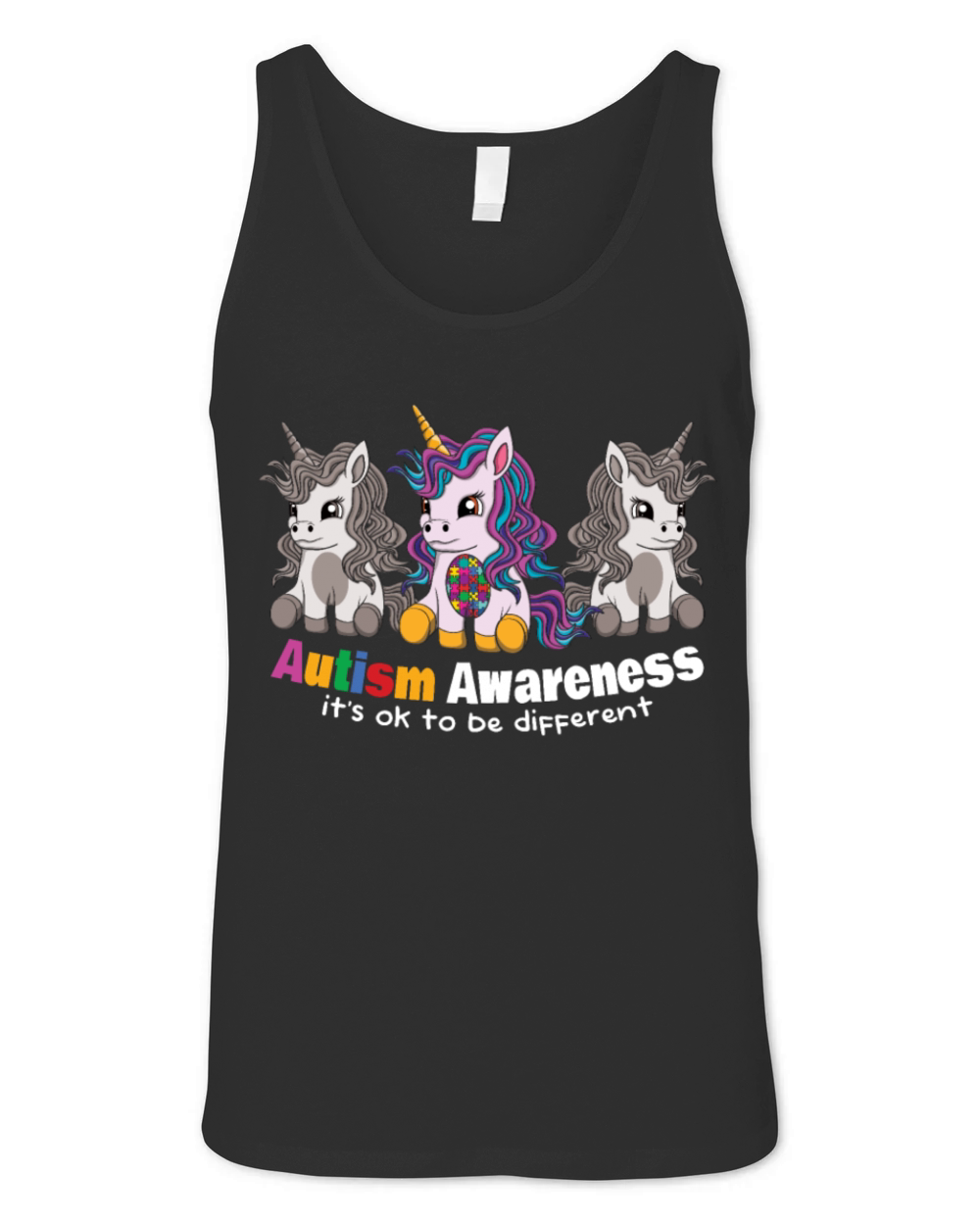 Autism Awareness Its Okay To Be Different Unicorn Unisex Jersey Tank