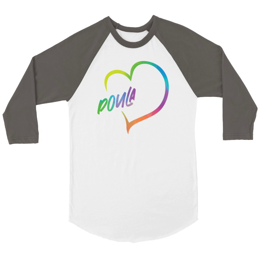 Doula Birth Worker Heart Unisex ¾ sleeve Raglan T-shirt