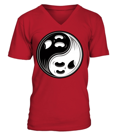 Ghost Yin Yang Black and White V-Neck T-shirt