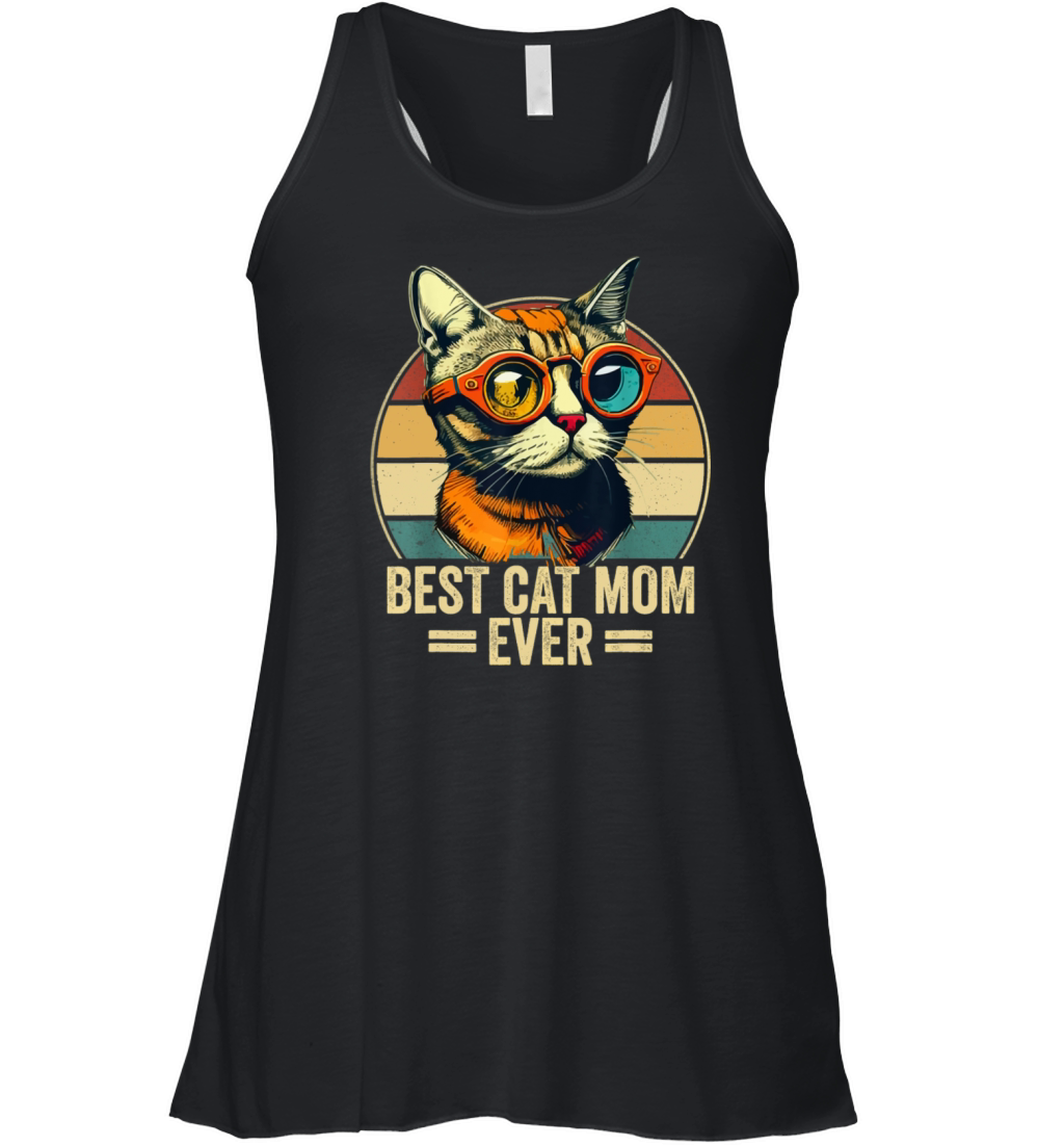 Best Cat Mom Ever Retro Vintage Mothers Day Women's Flowy Tank Top