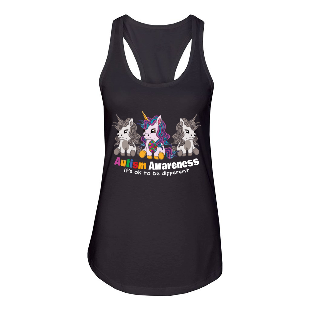 Autism Awareness Its Okay To Be Different Unicorn Women's Racerback Tank