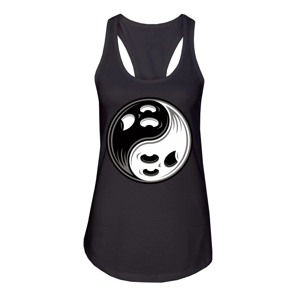 Ghost Yin Yang Black and White Women's Racerback Tank